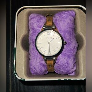 Fossil Brown Leather Suede Watch.
